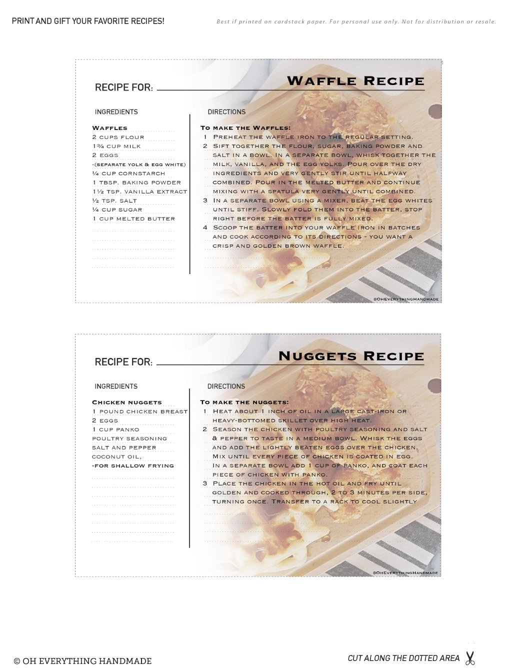 Chicken and Waffles Recipe Cards