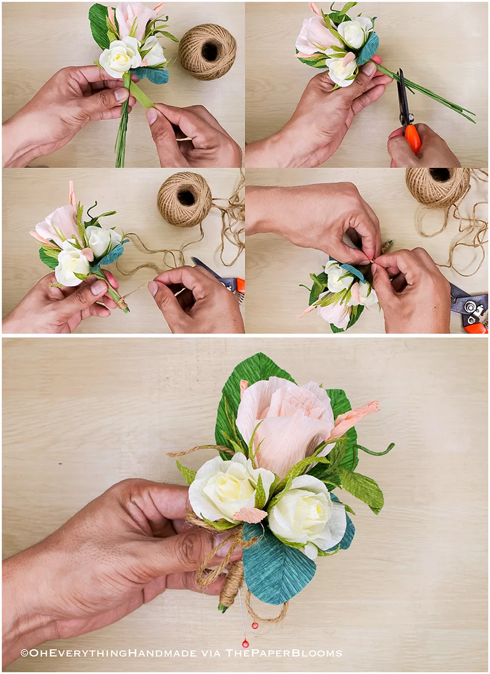 Paper Flowers & How to make Boutonnieres- Step by Step2