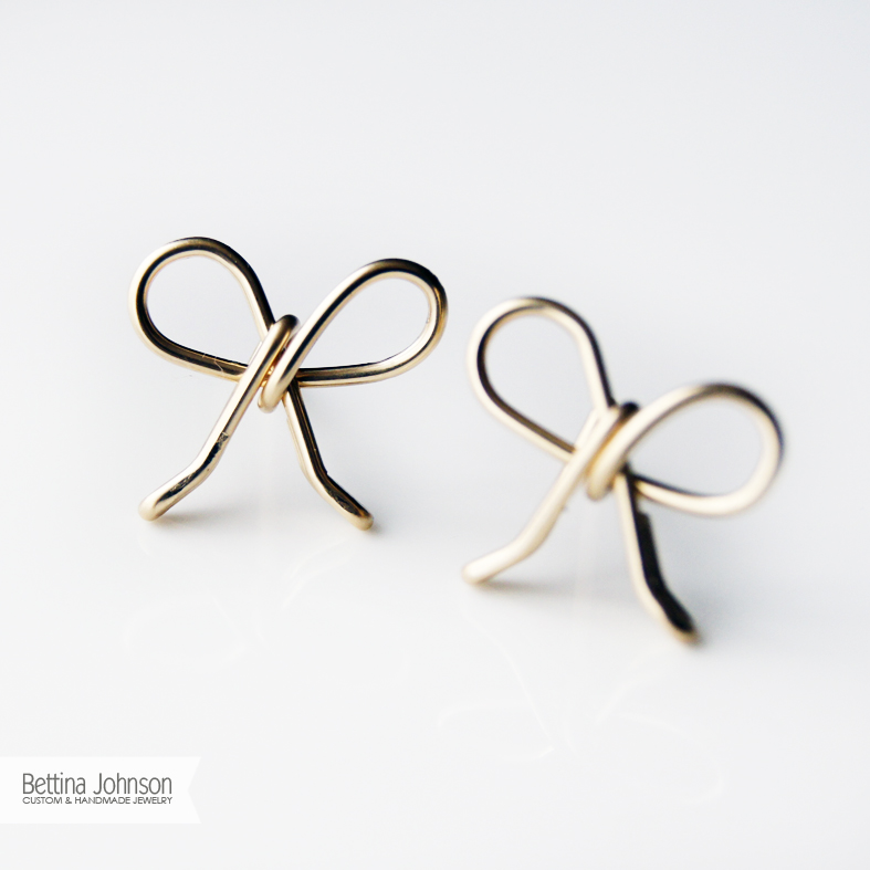 14k gold bow earring by bettina johnson jewelry