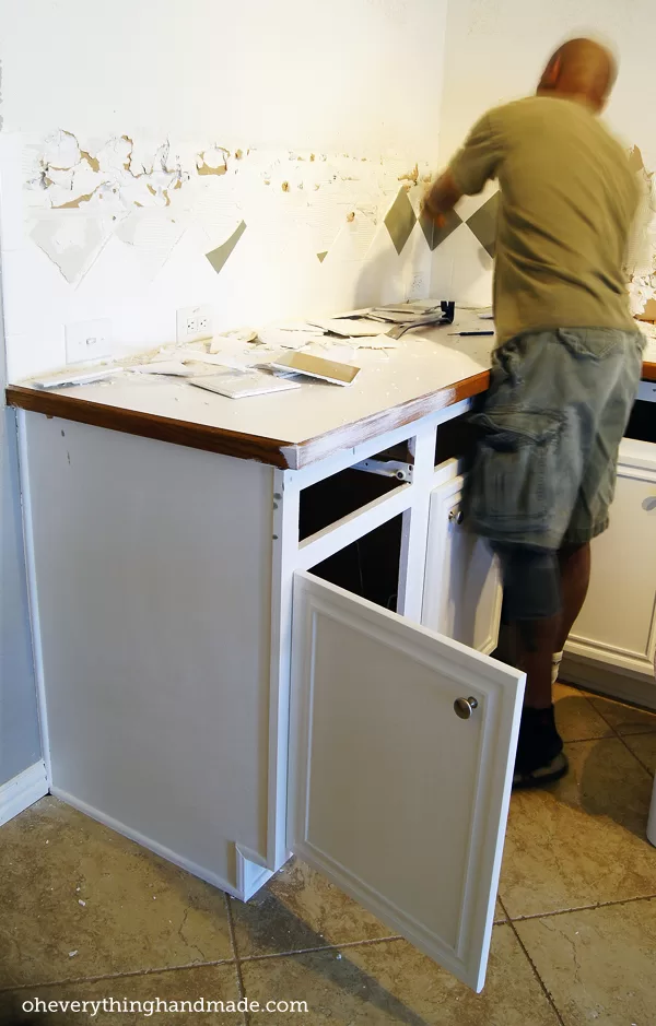 Kitchen Removing Base Cabinet Countertops Backsplash